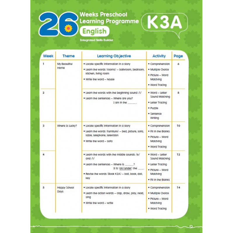 【多買多折】26週學前教育系列：幼兒英語 - 綜合能力基礎訓練 K3A